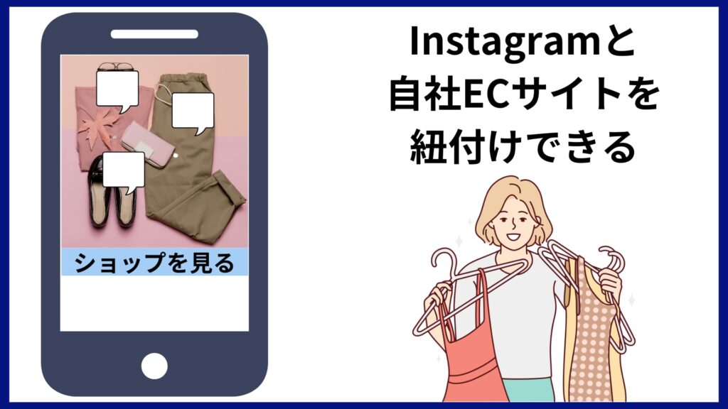 Instagramのショッピング機能で自社ECサイトと紐付け、売上アップを図る人の図