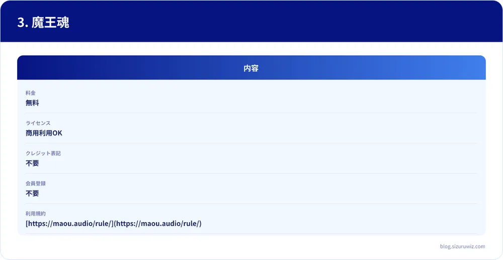 内容の比較表: 料金は内容が無料